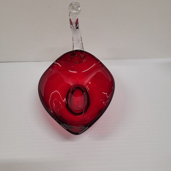 Vintage Red Swan Duncan Miller Viking Glass Candy Trinket Dish 8'' Holiday - Picture 4 of 7